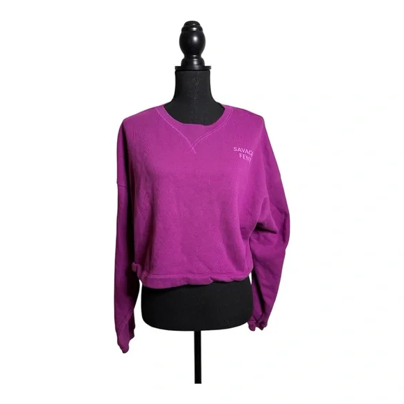 Savage X Fenty Purple Logo Crewneck Sweatshirt Size L - Picture 2 of 5